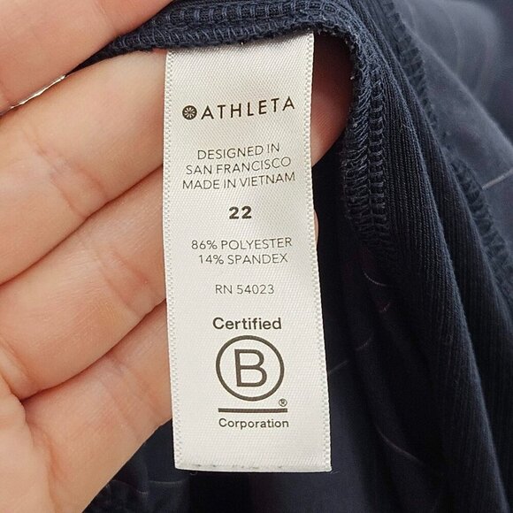 Athleta Brooklyn Textured Ankle Pants Windowpane Plaid Navy Blue Women’s Size 22 - Picture 9 of 13